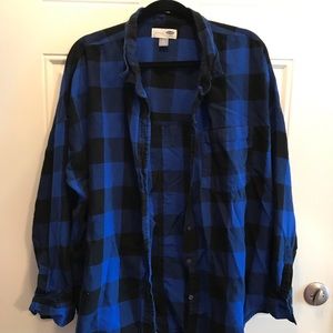 Old Navy Boyfriend XXL blue/black flannel shirt